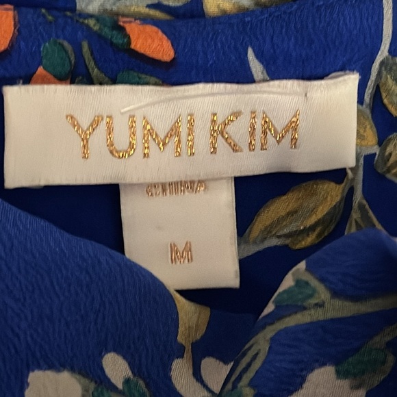 YUMI KIM Blue Pink Floral 100%‎ Silk Mini Wrap Dress Size M Summer Garden Party - Picture 8 of 10